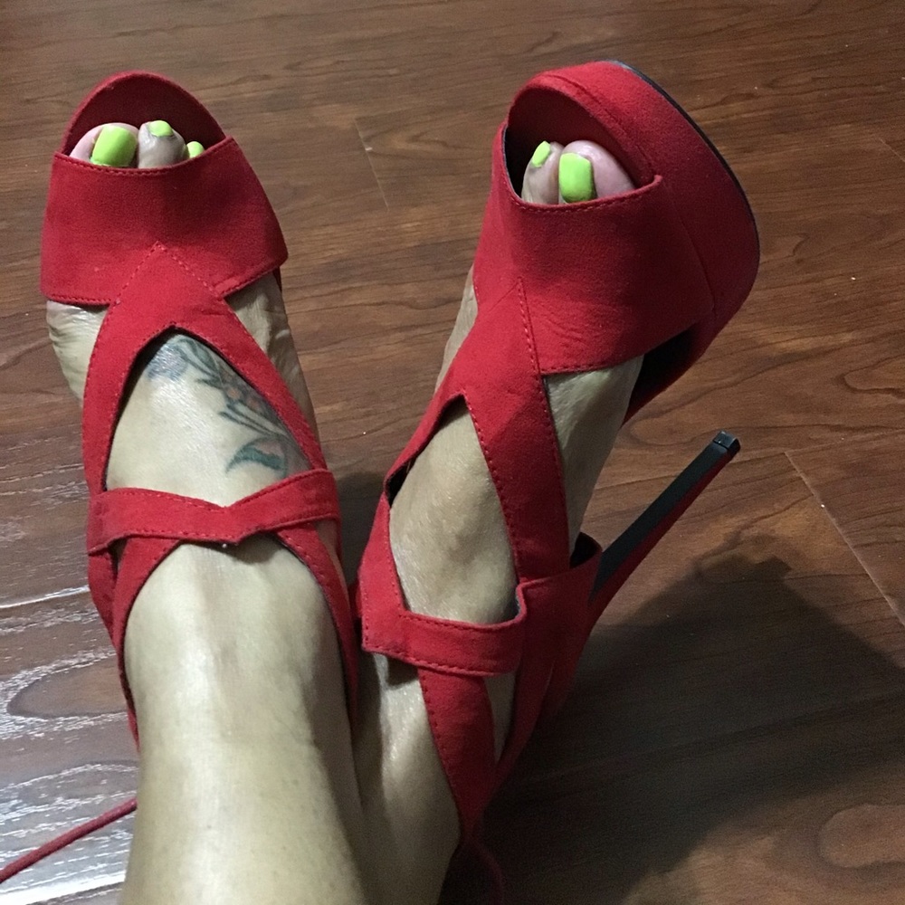 RED Suede Stiletto Heels